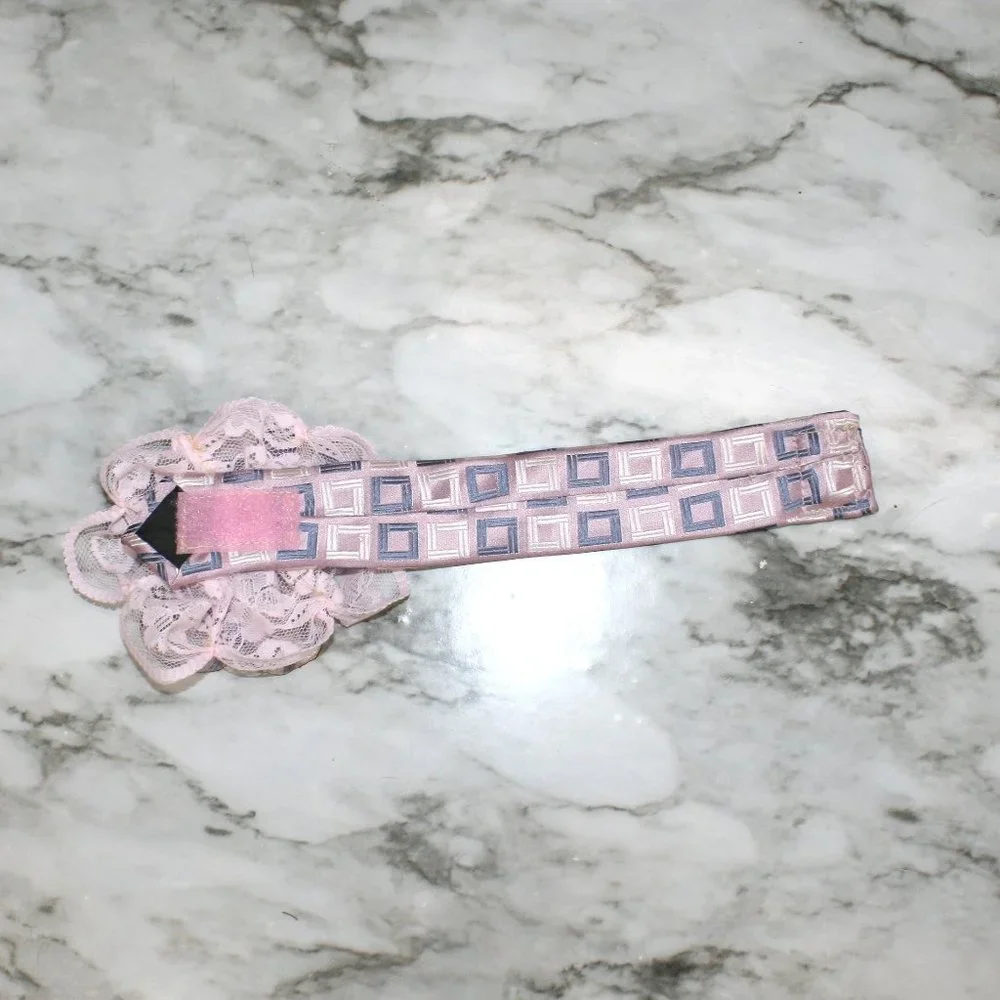 HAND CRAFTED Wrap Bracelet Pink Silver Squares Floral Upcycled Silk Necktie